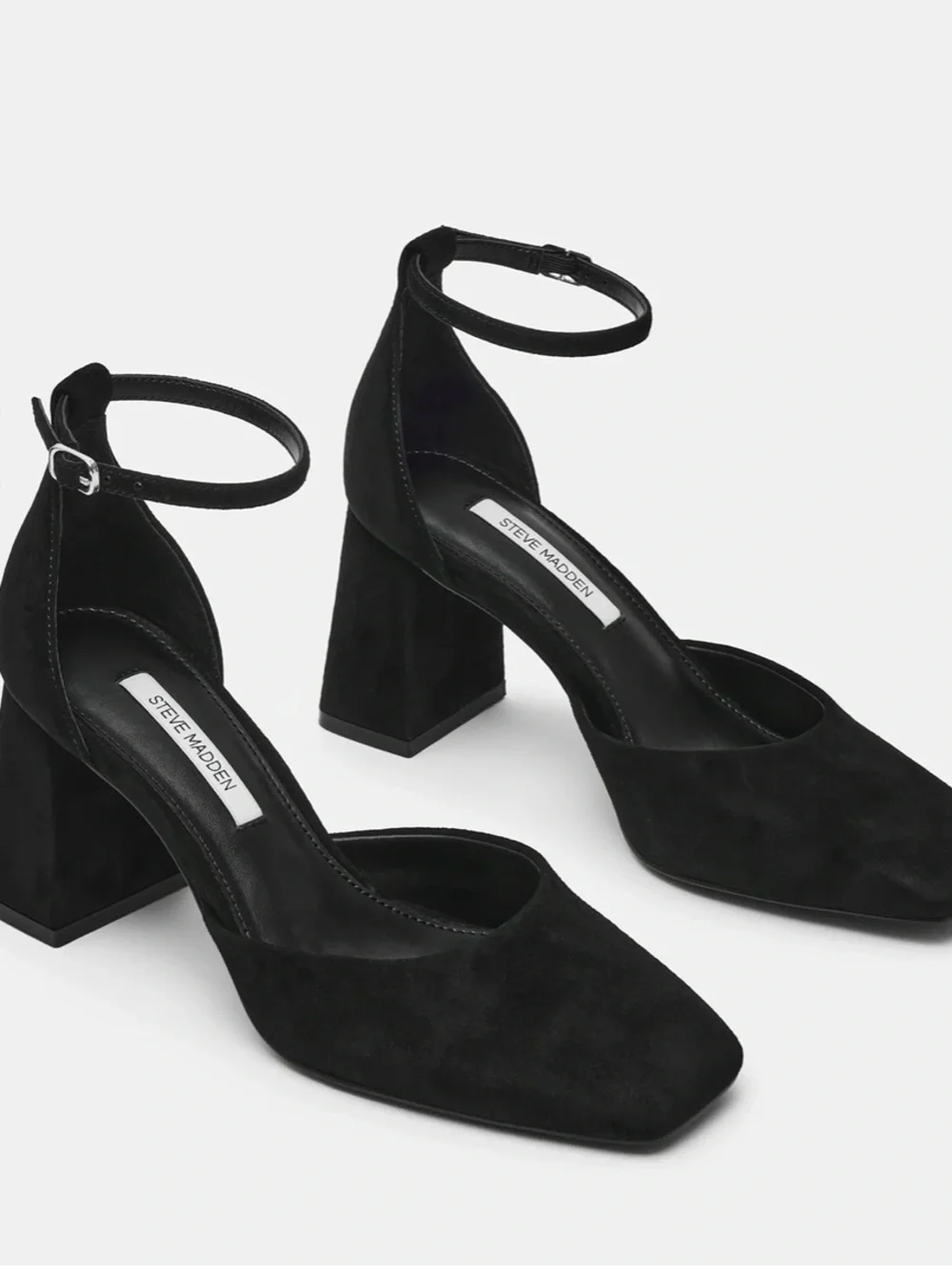 Must Go‼️ NWT 2 Pairs Of Steve Madden Black Suede Square-Toe Block Heel.